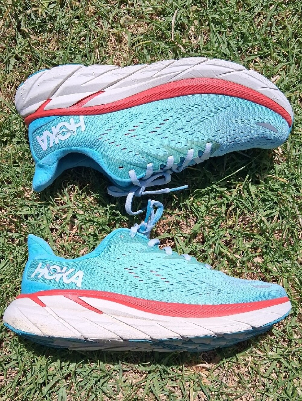 Hoka One One Women's Running Shoes - Aqua with Coral and White - Picture 4 of 13